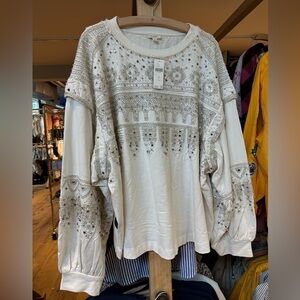 PILCRO ANTHROPOLOGIE RHINESTONE SWEATSHIRT 1X